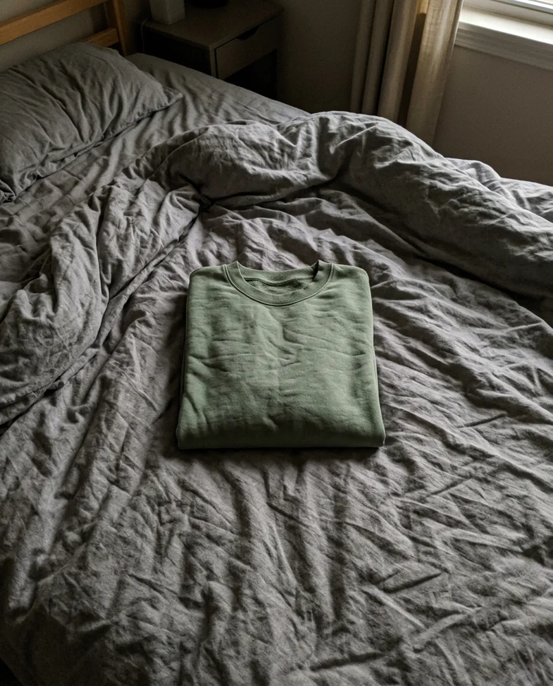 Folded sweatshirt: the starting photo