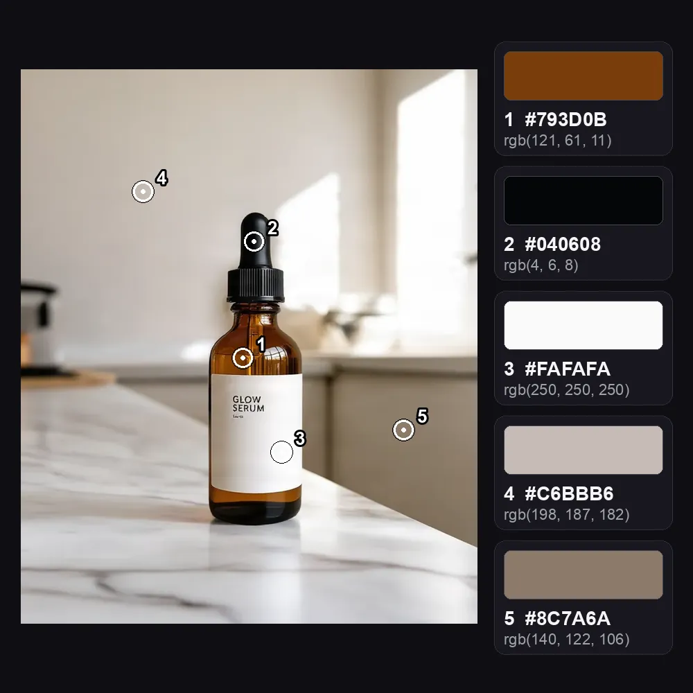 Five colors read from a product photo, made with this tool