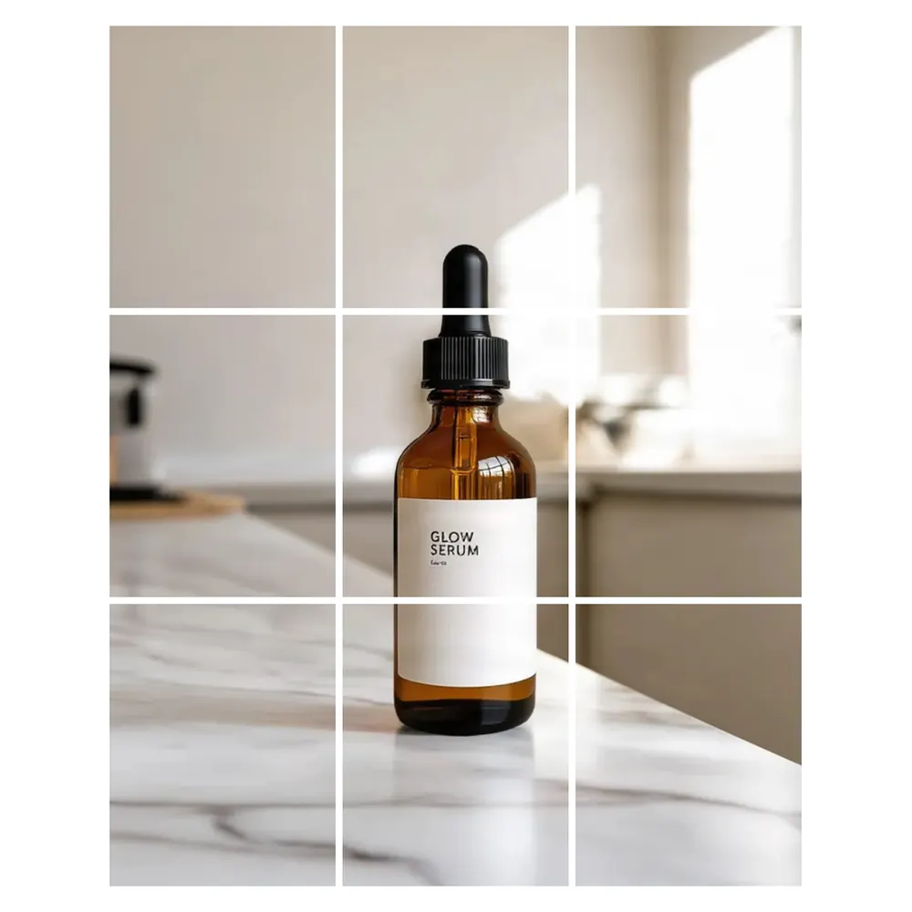 One product photo split into nine 1080 × 1350 posts, made with this tool
