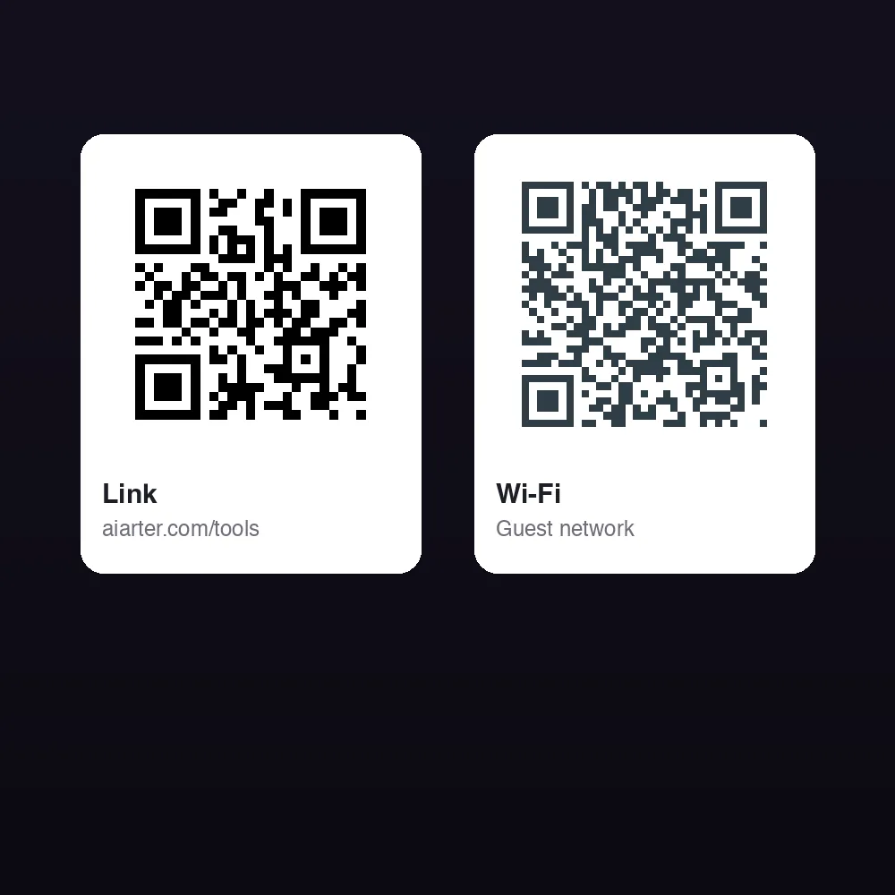 A link QR code and a Wi-Fi QR code made with this tool